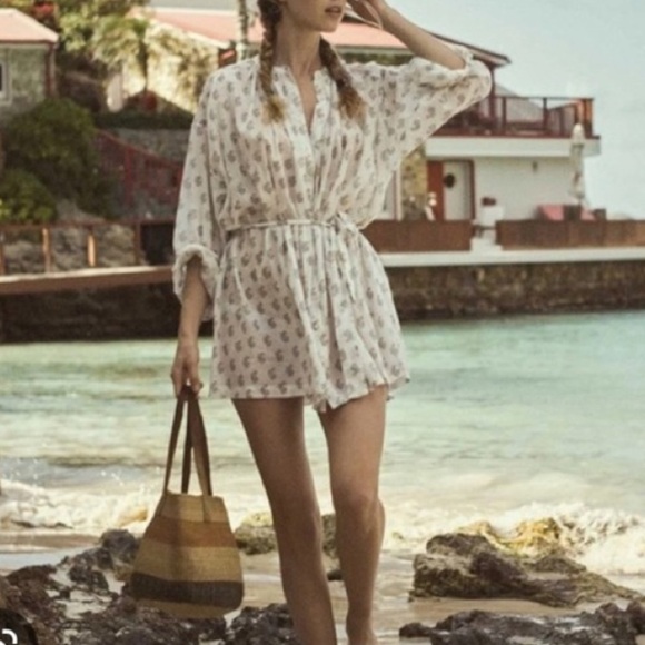 Doen Dresses & Skirts - Doen Red Dahlia Block Print Jo Dress